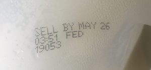 Sell By date on jug of milk - May 26