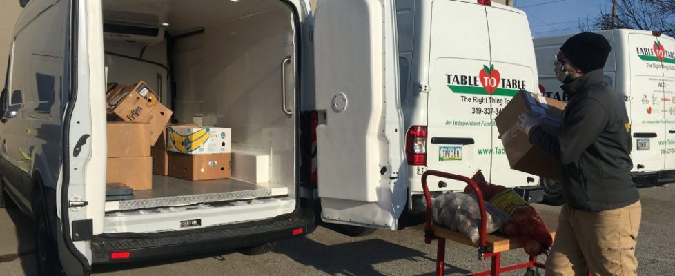 Loading van with produce