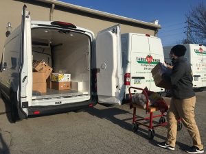 Loading van with produce