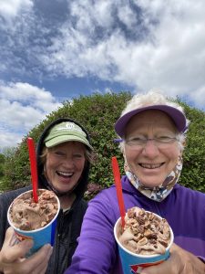 Nancy and Mary enjoy their post-route DQ Blizzards