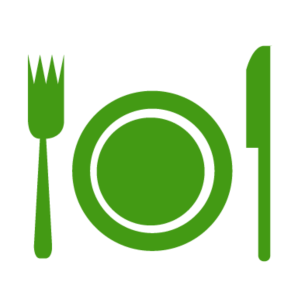 Plate, fork, and knife graphic