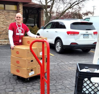 Protein from food supply chain partner Lineage Logistics is delivered to local pantries weekly.